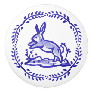 Blauer Hasen-Delft-Keramik-Stift Keramikknauf