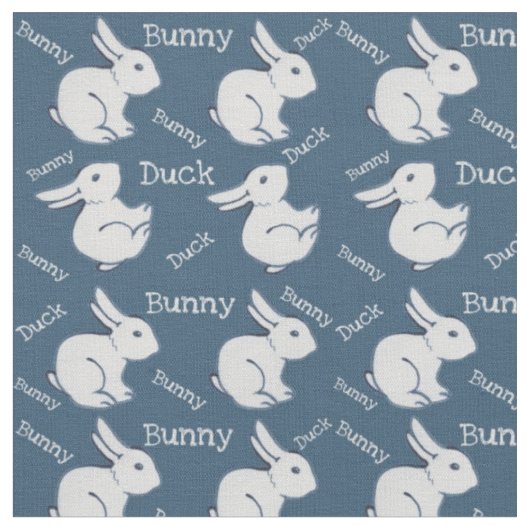 Blauer Hasen-Duck-Illusion Kindererbe Stoff (Nahaufnahme)