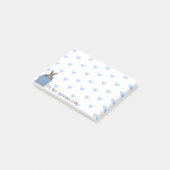 Blauer Hasen in der Schachtel Post-it Klebezettel (angewinkelt)