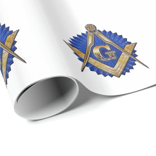 Blauer Häuschen-Maurer Geschenkpapier (Rolleneckpunkt)