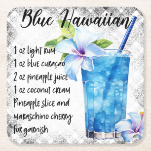 Blauer Hawaiianer Rechteckiger Pappuntersetzer