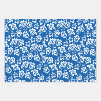Blauer Hawaiianischer Hibiskus Geschenkpapier Set