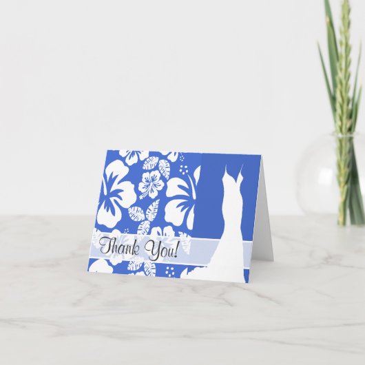 Blauer hawaiischer tropischer Hibiskus Hans Dankeskarte (Vorderseite)