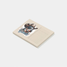 Blauer Heeler Cowboy Hund Punny Howldy Rindfleisch Post-it Klebezettel