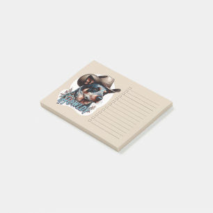 Blauer Heeler Cowboy Hund Punny Howldy Rindfleisch Post-it Klebezettel