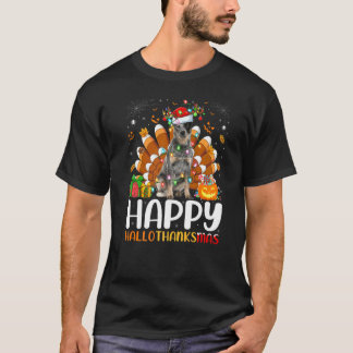 Blauer Heeler Hund Halloween Weihnachten Frohe Hal T-Shirt