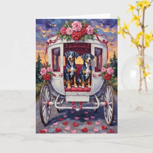 Blauer Heeler Hund Valentinstag Karte (Gelbe Blume)