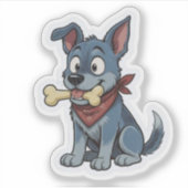 Blauer Heeler mit Knochen Aufkleber (Vorderseite)