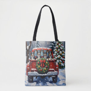 Blauer Heeler Weihnachten Roter LKW Urlaub Tasche
