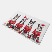 Blauer Heeler Weihnachtskleid Santa Hut Fußmatte (Schrägansicht)