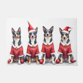 Blauer Heeler Weihnachtskleid Santa Hut Fußmatte (Vorderseite)