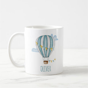 Blauer Heißluftballon Aquarell Kaffeetasse