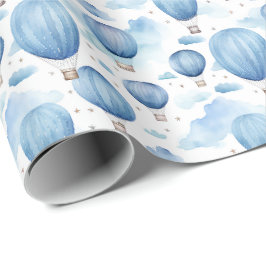 Blauer Heißluftballon-Himmel für Baby-Jungen-Kinde Geschenkpapier