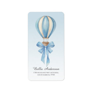 Blauer Heißluftballon-Junge-Baby-Shower-Rücksendea Adressaufkleber