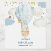 Blauer Heißluftballon Weinflaschen Etikett (Einzelnes Label)