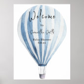 Blauer Heißluftballon Willkommen Poster (Vorne)