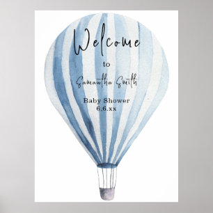 Blauer Heißluftballon Willkommen Poster