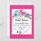 Blauer hellblauer, rosa, blühender goldfarbener Ra Einladung (Vorderseite)