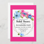 Blauer hellblauer, rosa, blühender goldfarbener Ra Einladung (Vorne/Hinten)