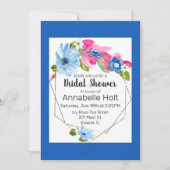 Blauer hellblauer, rosa, blühender goldfarbener Ra Einladung (Vorderseite)