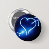 Blauer heller Herz-Knopf Button (Vorne & Hinten)