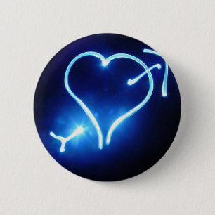 Blauer heller Herz-Knopf Button