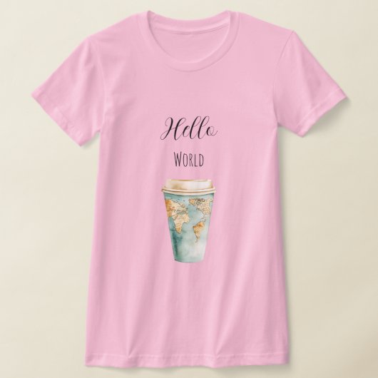 Blauer Hello World Kaffeebecher T-Shirt (Ablage )