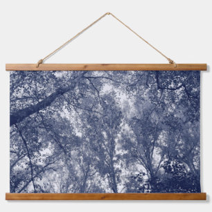 Blauer Herbst Wandteppich Mit Holzrahmen