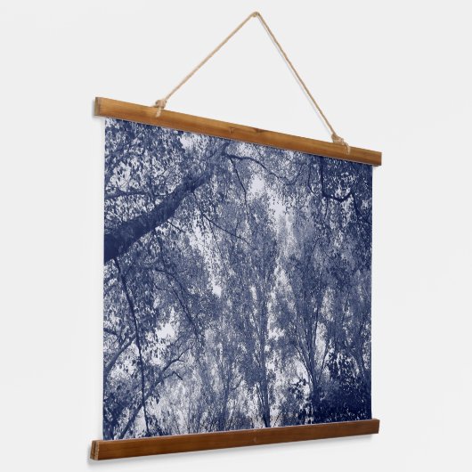 Blauer Herbst Wandteppich Mit Holzrahmen (Gewinkelt)