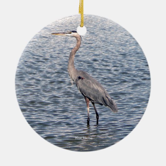 Blauer Heron Keramik Ornament (Hinten)