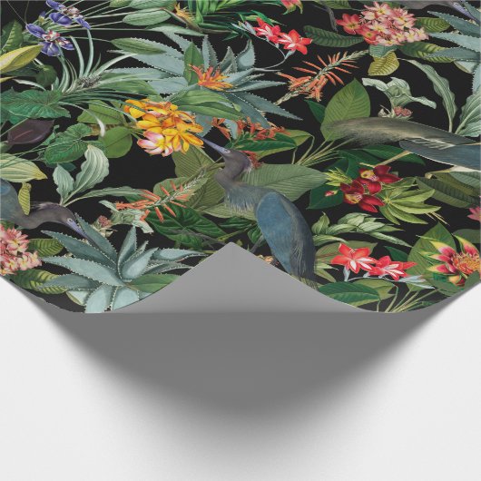 Blauer Heron und tropische Blume Geschenkpapier (Ecke)
