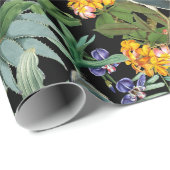 Blauer Heron und tropische Blume Geschenkpapier (Rolleneckpunkt)