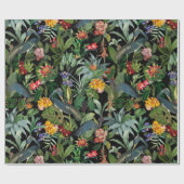 Blauer Heron und tropische Blume Geschenkpapier (Flach)