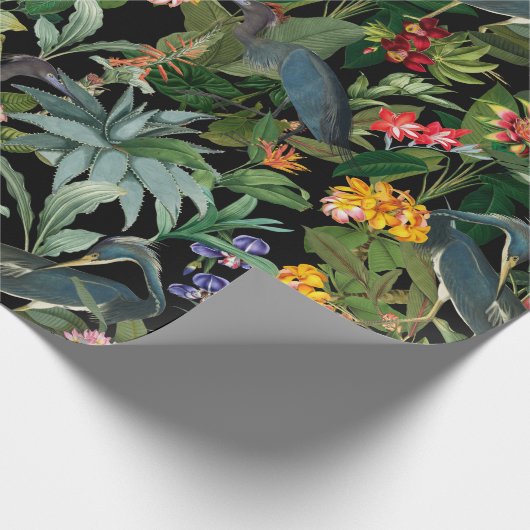 Blauer Heron und tropische Blume Geschenkpapier (Ecke)