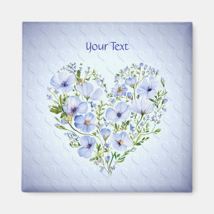 Blauer Herz-Blumenmagnet Magnet