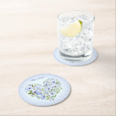 Blauer Herz-Blumenpapier-Untersetzer Runder Pappuntersetzer (Vor Ort)