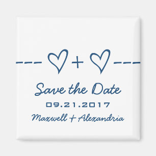 Blauer Herz-Gleichungs-Save the Date Magnet