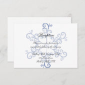 Blauer Herz-Schneeflocke-Hochzeits-Empfang Begleitkarte (Vorne/Hinten)