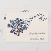 Blauer Herzbaum über Elfenbeinhochzeit Einladung (Vorne/Hinten)