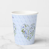 Blauer Herzbeutel Pappbecher (Rückseite)