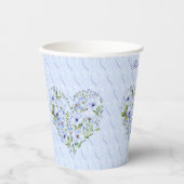 Blauer Herzbeutel Pappbecher (Vorderseite)