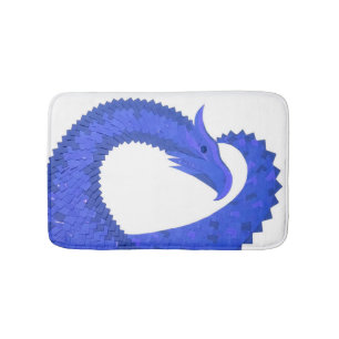 Blauer Herzdrache auf Weiß Badematte
