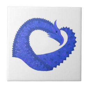 Blauer Herzdrache auf Weiß Fliese