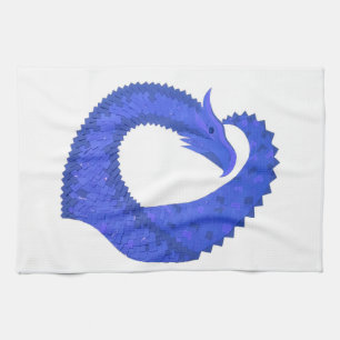 Blauer Herzdrache auf Weiß Geschirrtuch