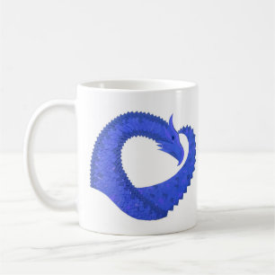 Blauer Herzdrache auf Weiß Kaffeetasse
