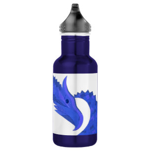 Blauer Herzdrache auf Weiß Trinkflasche