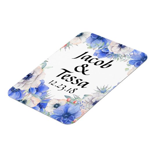 Blauer Herzkranz Personalisiert Magnet (Linke Seite)