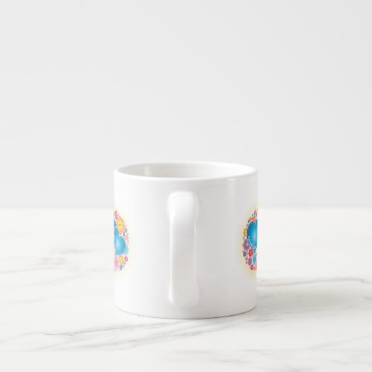 Blauer Herzschlag Espressotasse (Rückseite)