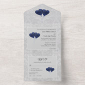 Blauer Herzschlag Hochzeit in einer Einladung (Innen Boden)