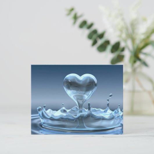 Blauer Herzschlag Postkarte (Stehend Vorderseite)